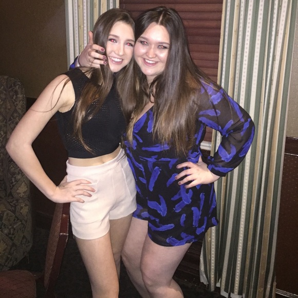 Express Black with Blue Pattern Romper Size Large - Picture 4 of 6